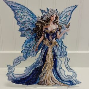 Elegant Fairy Art Decor with Blue and Gold Accents